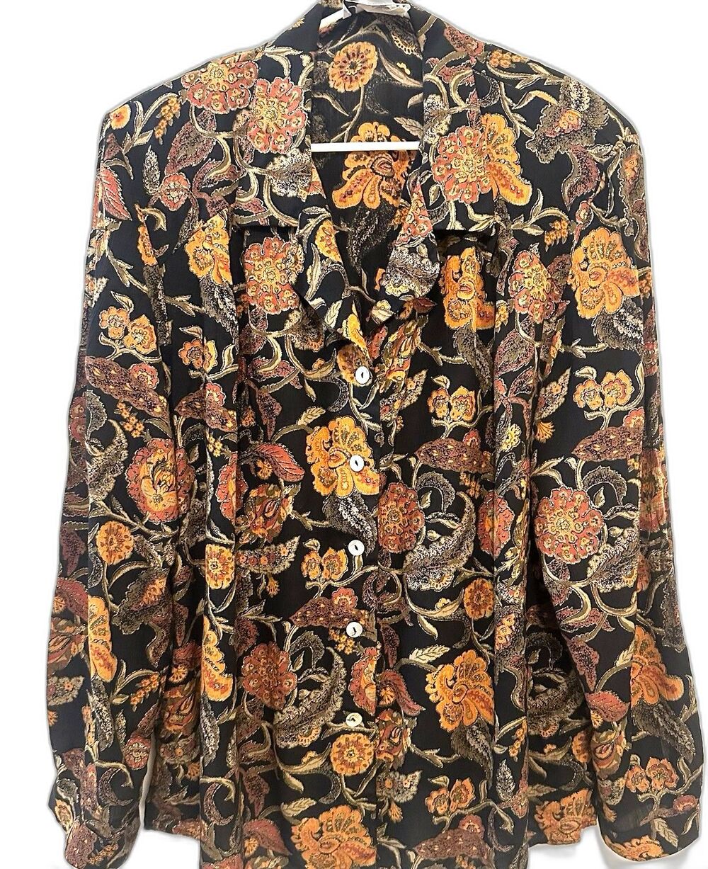 Vintage Jeffrey & Dara Floral Rayon Blouse Top Size 22 USA Made